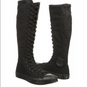 All Black Converse Tall Knee High Shoes Womens 6